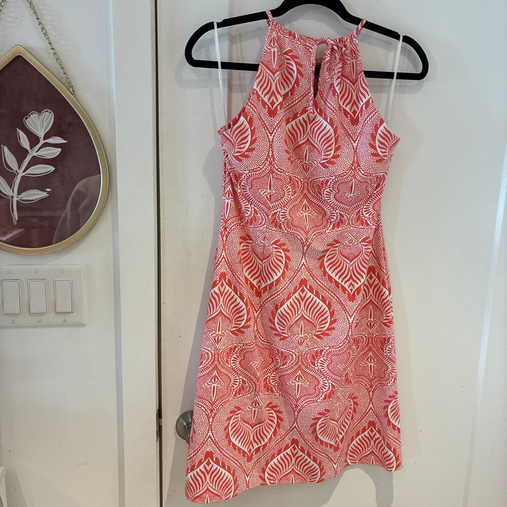 J. Mclaughlin Orange Patterned Halter Mini Dress … - image 2